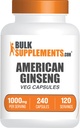 BulkSupplements.com American Ginseng Capsules - American Ginseng Extract, Ginseng Herbal Supplement - Vegan, 2 Capsules por Serving, 240 Veg Capsules (Pack of 1)