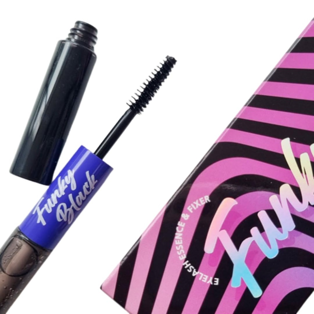 Funky Black Eyelash Growth Serum Enhancer to Grow Thicker, Longer Lashes & Eyebrow boost 1.7fl oz + Eyelash fixer 1.7 fl oz (Enhancer y fijador en One)