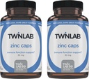Twinlab Zinc Caps - Suplemento de apoyo inmunitario - Zinc Picolinate " Zinc Gluconate - Suplemento puro de Zinc para Defensa Inmunitaria, Esquía Saludable, Síntesis de ADN, Metabolismo y Crecimiento - 30mg, 100 Caps - 2 Pack