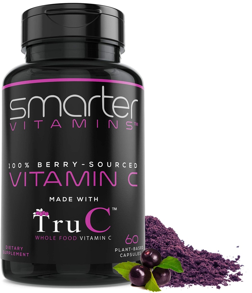 Alimentos integrales más inteligentes Vitamina C de las bayas, Antioxidantes Premium, Bioflavonoides & Polyphenols, 60 cápsulas veganos