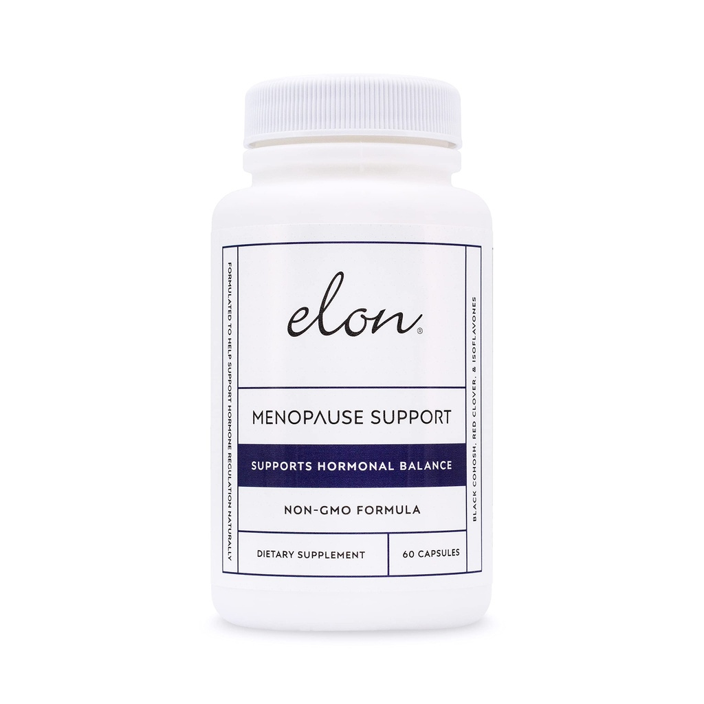 Elon Menopause Supplement for Women Menopause Relief for Hot Flashes, Mood Swings " Sleep Problems, Non-GMO Estrogen Supplement for Women w/Black Cohosh " Dong Quai (60 cápsulas)