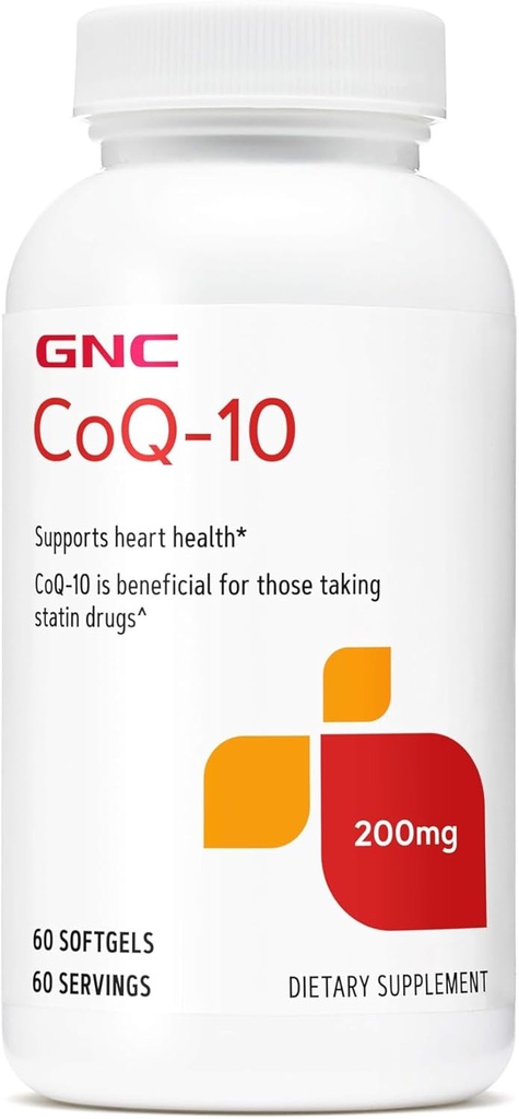 GNC CoQ10 200mg Suplemento, apoya la salud cardíaca, 60 servicios