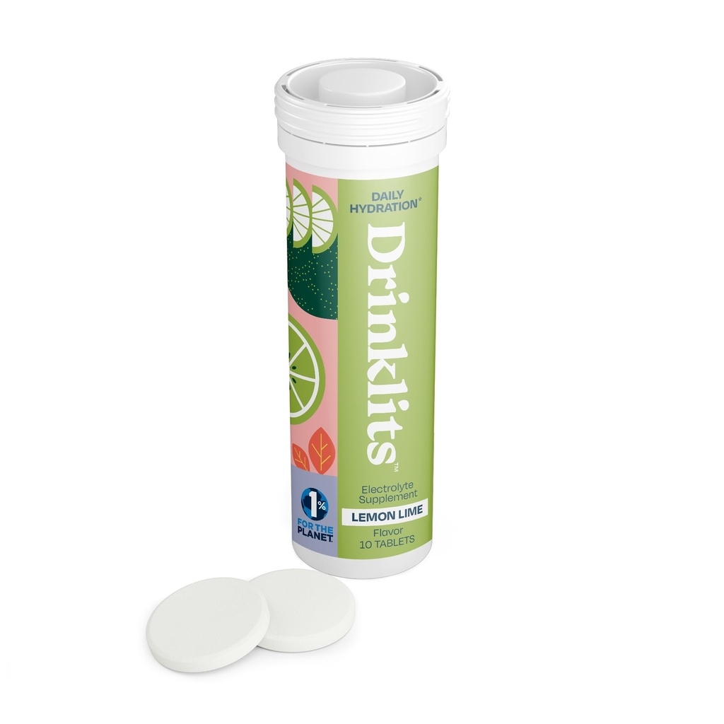 Bebidas Limo Lime Electrolyte Tablets for Hydration ¦ Great Taste - 0g Sugar - Electrolitos Esenciales - Uso diario tención Tube Único (10 Tablets/Servings)