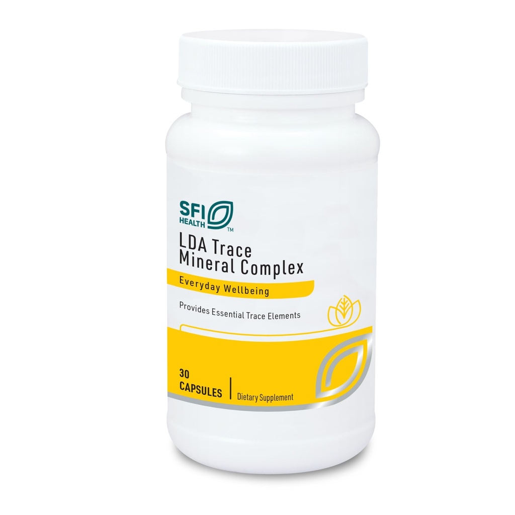 Klaire Labs SFI Health LDA Trace Mineral Complex - 11 Essential Trace Elements with TRAACS Chelated Minerals, Hypoallergenic & No Iron (30 Vegetarian Capsules)