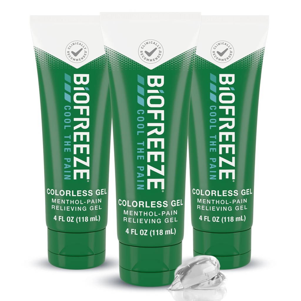 Biofreeze Dolor de Alivio de Dolor de rodillas, cuello, cadera, articulación, hombro, " Sencillo Dolor de Dolor, Alivio del Musculo del Fuego, Alivio del Musculo del Grifo, Pulsera 4 Fl Oz (Pack of 3)