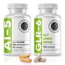 Intestinal Fortitud AI-5 " GLR-6 Suplemento de salud digestiva Bundle w/Glutamine, Turmeric, Curcumin for Gut Health Capsule Suplemento " Apoyo Digestive Health, Non-GMO, Dairy Free - 30-Day Supply