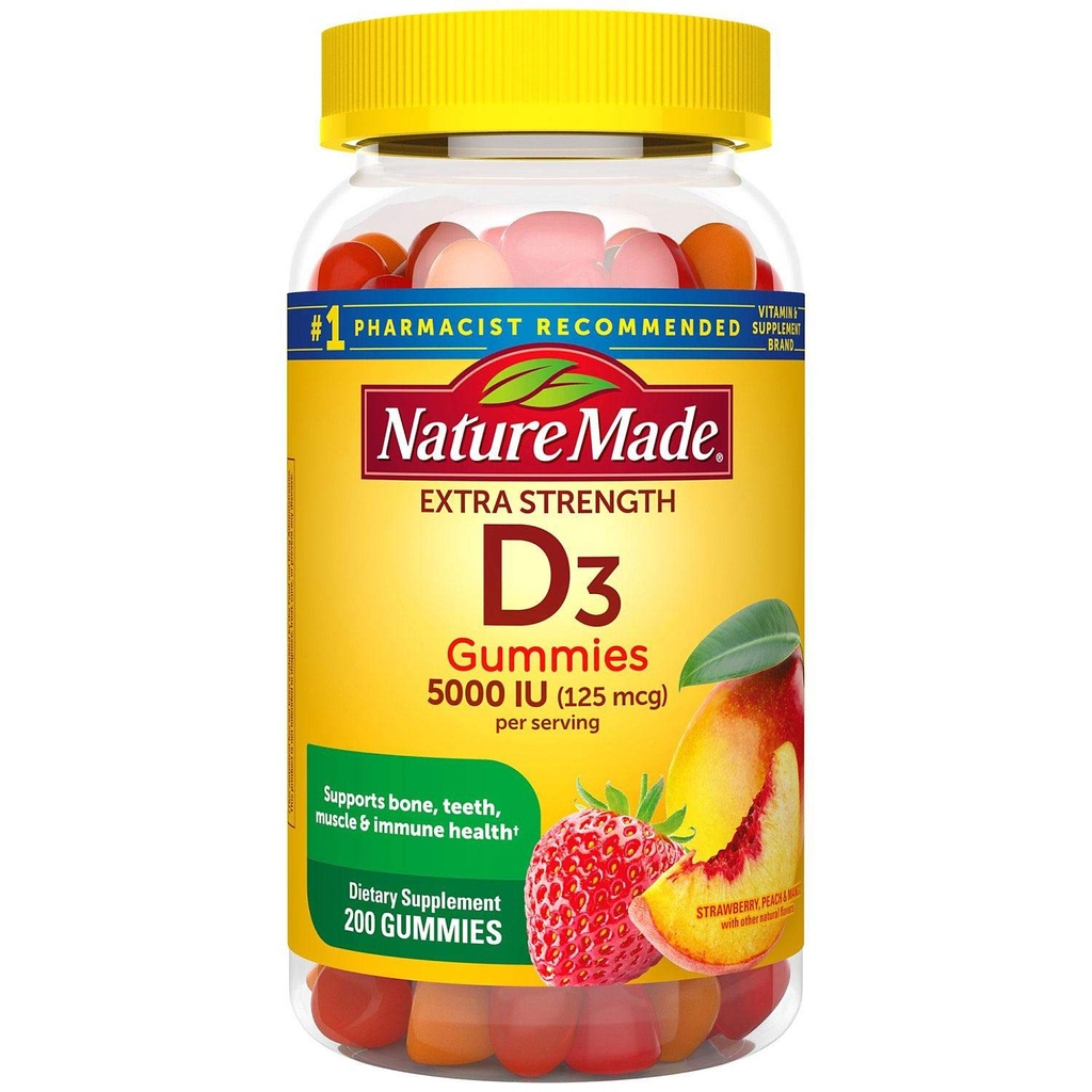 Nature Made Extra-Strength Vitamin D3 5000 UI (125 mcg) Gummies (200 Conde)