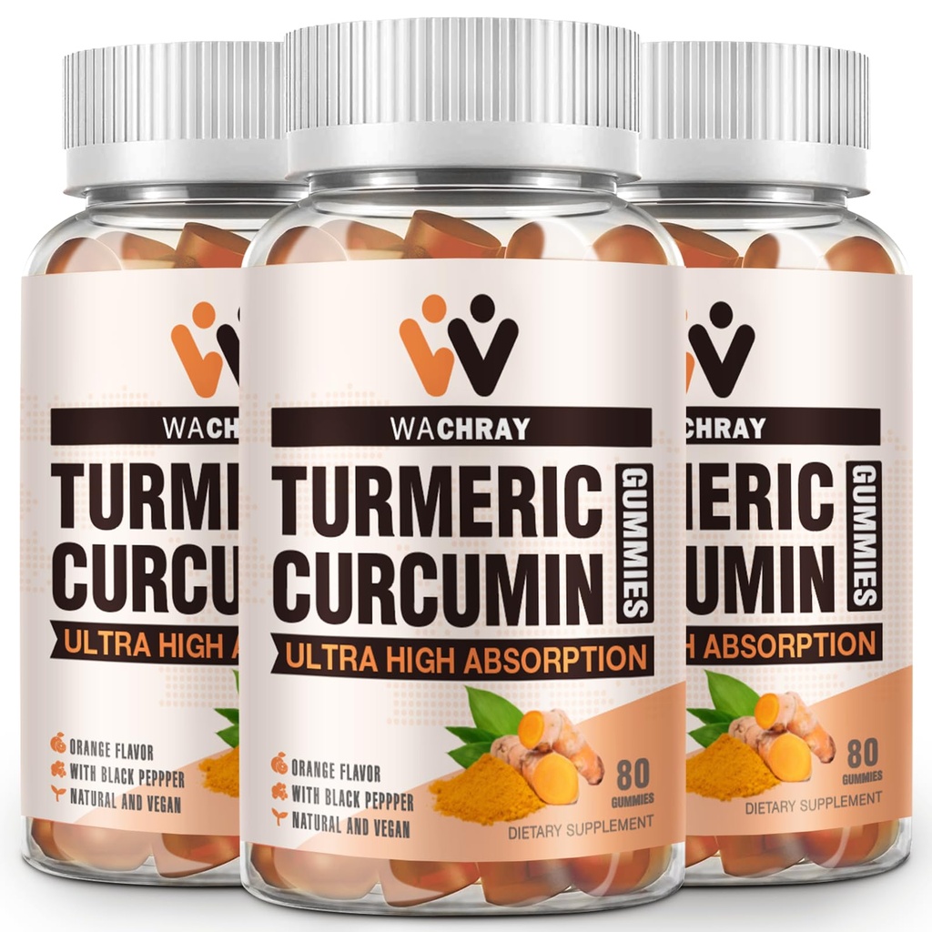 Gummies de Curcumina Turmérica con Ginger &amp; Black Pepper Extract - 3 Pack Tumeric Gummy Suplementos para Inflamación de Dolor Soporte de Salud Conjunto - Vegan, Orgánico, Gelatin-Free - para Adultos y Niños
