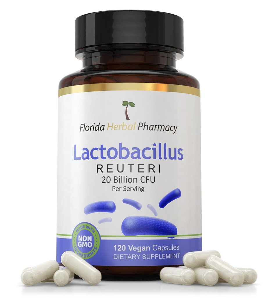 Florida Herbal Farmacia, Lactobacillus Reuteri (Probiótico) Suplemento cápsulas, 20 millones CFU