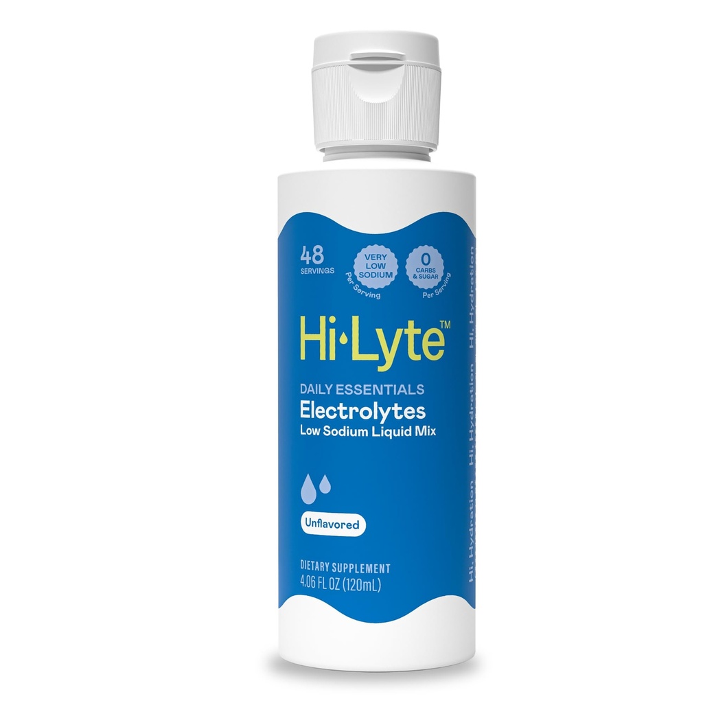 Hi-Lyte Daily Essentials Low Sodium Electrolytes Liquid Mix Desflavored, 48 Servings