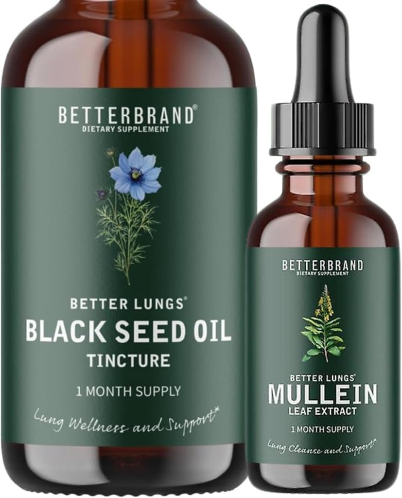 BetterLungs Mullein Leaf Extract y Black Seed Oil Tincture Bundle