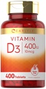Carlyle Vitamin D3 400iu (10mcg) Silencio 400 Tablets ← Valor Tamaño Silencio Vegetariano, No-GMO y Fórmula Libre Gluten