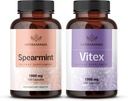 HERBAMAMA Spearmint y Vitex Kit - Bundle of 1000 mg Spearmint Leaf & Vitex Chasteberry Capsules - Vegan, Non-GMO, Gelatin-Free - 2 Pack