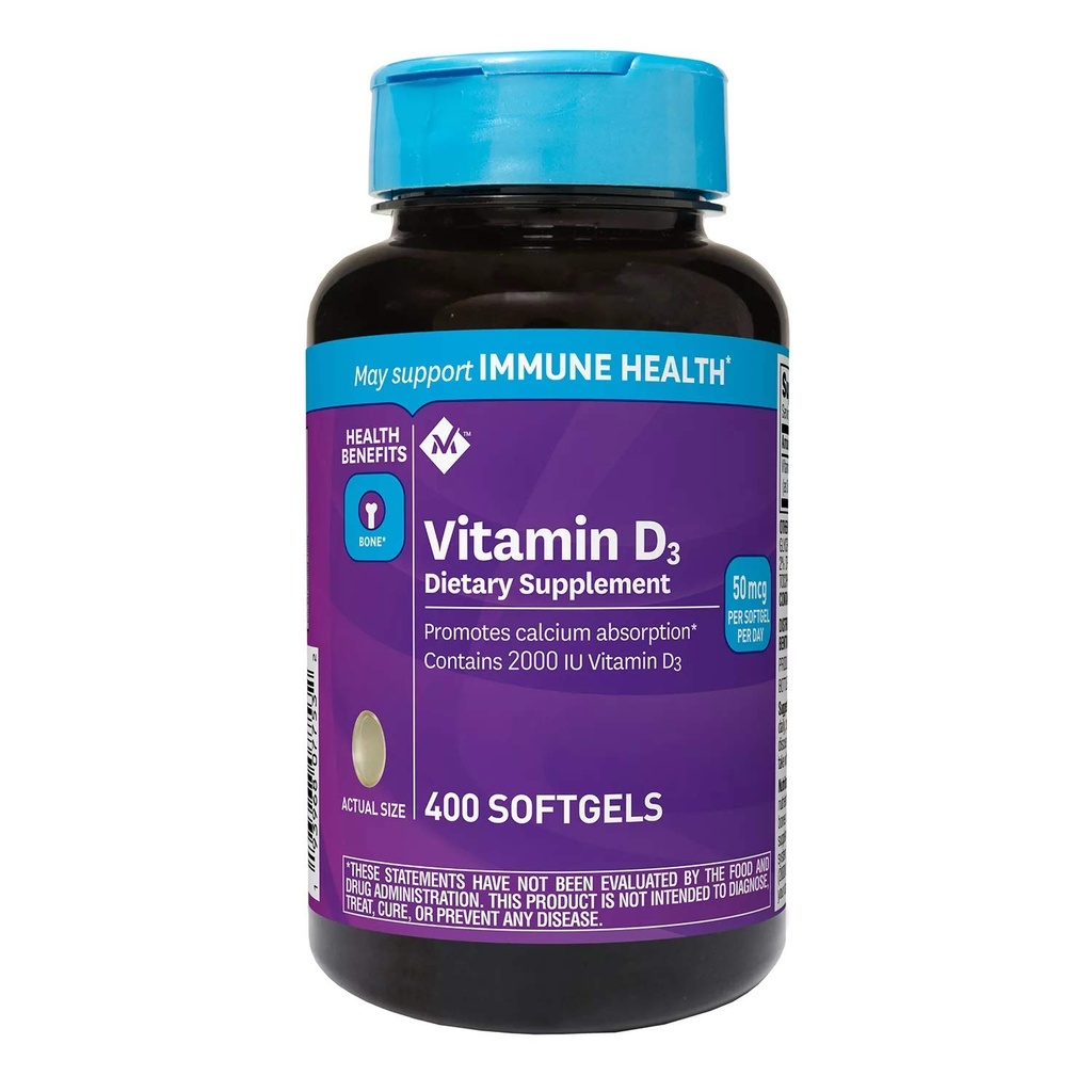 Marcar vitamina D3 50 mcg (2000 UI) Suplemento dietético (400ct) (Pack of 2)