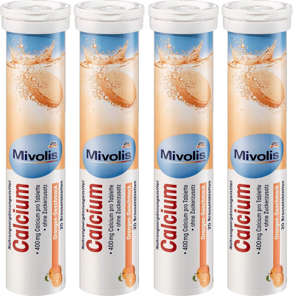 Mivolis Calcium effervescent Tablets - Suplementos dietéticos 4 Packs x 20 pcs peru Alemania