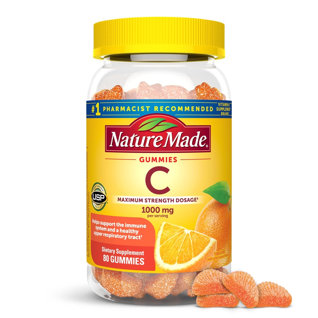Vitamina C 1000mg por ser, Immune Support Vitamina C Gummies para adultos, 80 Gummies de vitamina C, 20 Day Supply