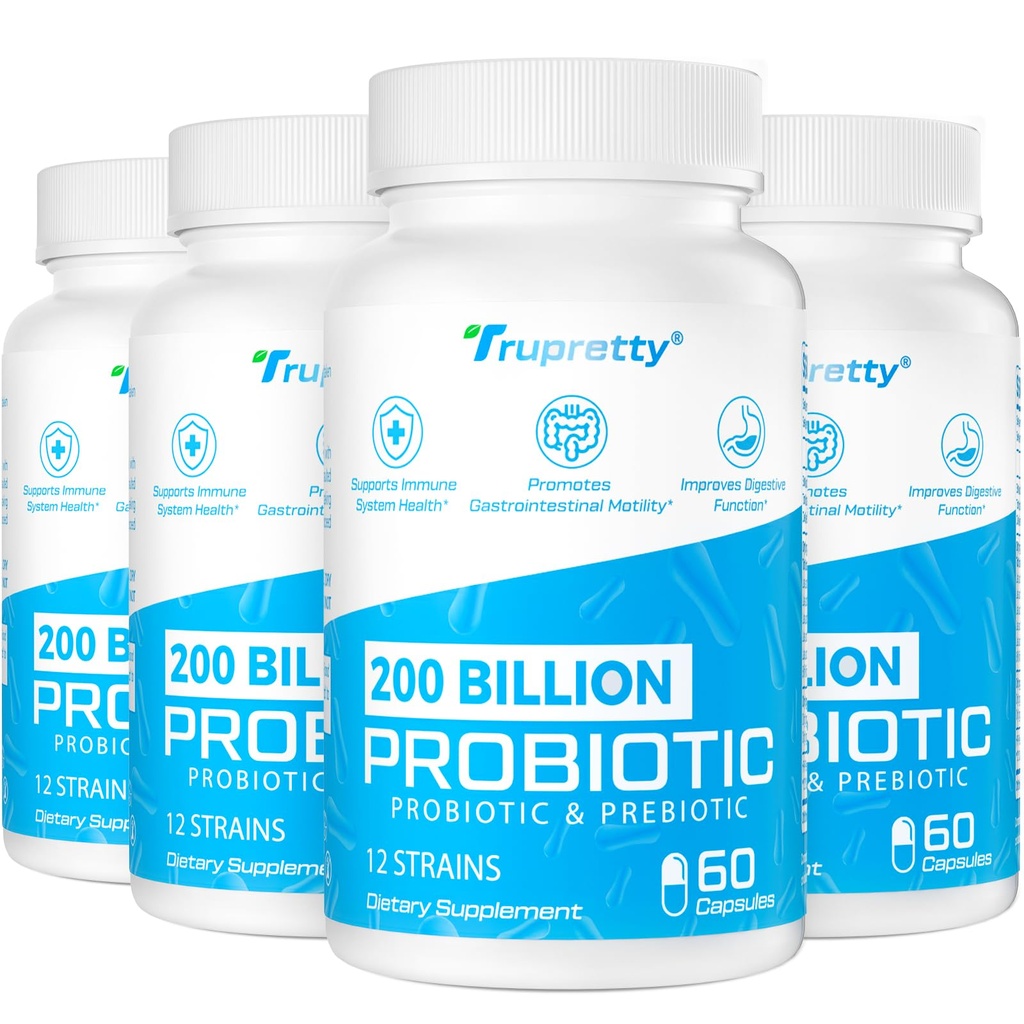 200 Billion Cfus 12 Strains Probiótico, con 3 Prebióticos Orgánicos, Probióticos para Mujeres Hombres, Suplemento diario para Immune, Gut, Salud Digestiva, Establo Stable, No GMO, 240 Caps (240-Days Supply)