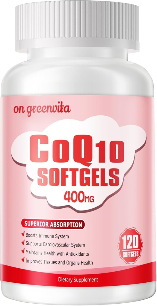 CoQ10-400mg-Softgels con PQQ, BioPerine &amp; Omega-3, Coenzyme Q10(Ubiquinona) Suplemento para Alta Absorción, Potencial Antioxidante, Corazón de apoyo &amp; Producción de energía, 120 Servimientos