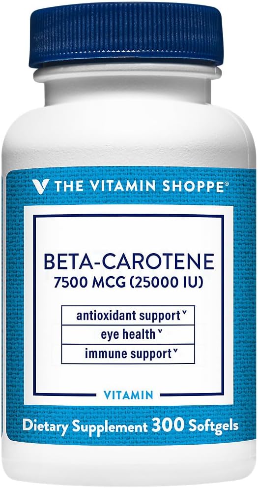 La Vitamina Shoppe Beta-Caroteno 2.500IU (Vitamin A), Apoyo Antioxidante para Visión & Salud Inmune (300 Softgels)