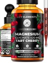 Líquido Magnesio Glycinate 420 Mg con Natural Tart Cherry Extract ¦ Magnesium Glycinate Drops Supplement for Sleep, Mood & Mobility Support latitud Tart Cherry Extract