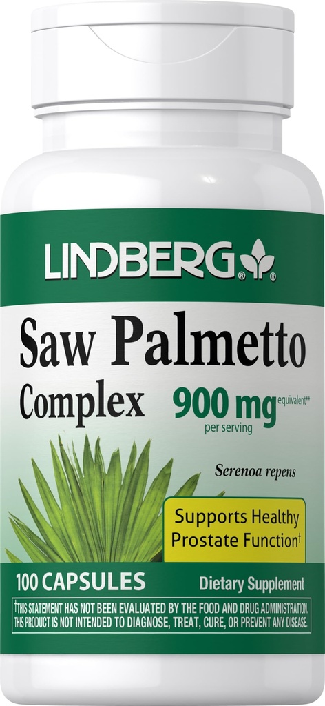 Lindberg Saw Palmetto Extract for Women and Men TEN 900 mg TENIDO 100 cápsulas TENIDO Suplemento Blend ANTE Serenoa Repens ANTE NO GMO, Gluten Free