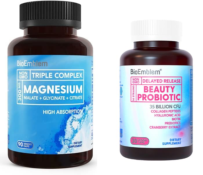 BioEmblem Probióticos de Belleza Complejos de Magnesio Triple Complejo de Mujeres - 120 Pieza