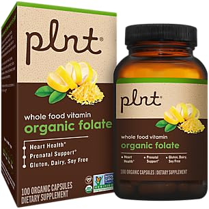Folato orgánico - Soporte prenatal de alimentos completos - ácido fólico 800mcg (100 cápsulas)