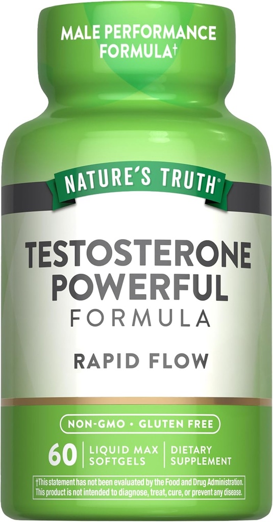 La verdad de la naturaleza Testosterone Suplemento para los hombres ← 60 Softgels ← Non-GMO y Gluten Free Formula