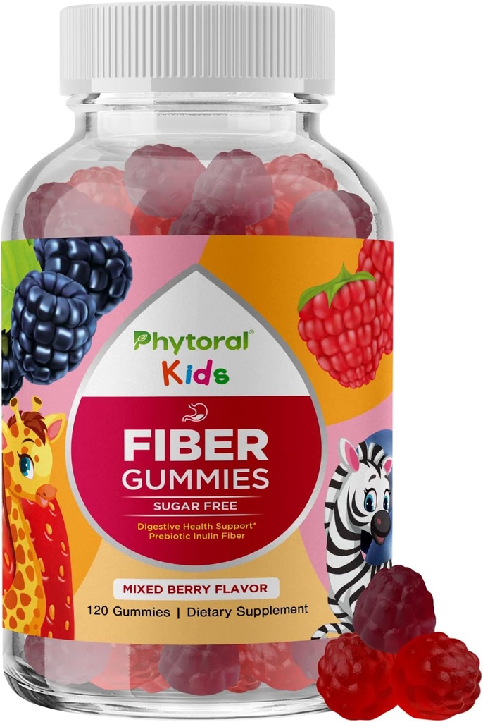 Altas Gummies de fibra prebiótica para niños - Suplementos de fibra dietética para la digestión & estreñimiento - Chicory Root Kids Immune Gummies - Non-GMO & Vegan Digestive Nutritional Supplements - 120 Count