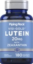 Piping Rock Lutein y Zeaxanthin Suplemento TEN 20mg TEN 180 Softgels Silencio de Marigold Extract Silencio No Gluten Free