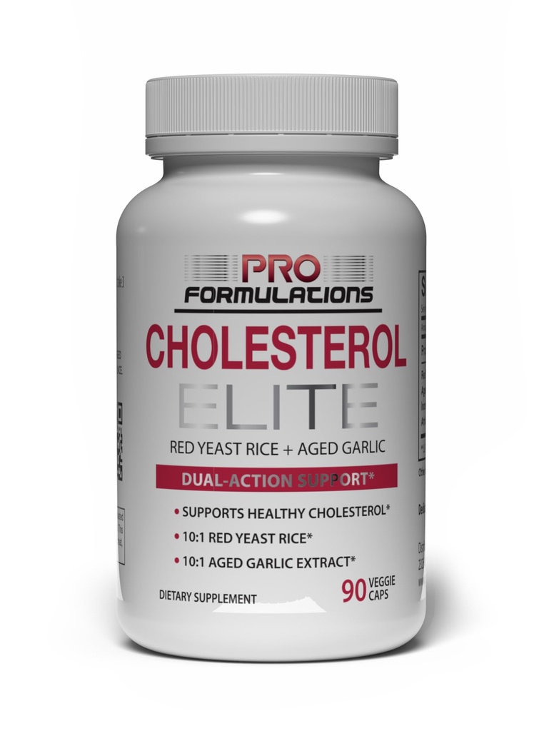 Pro Fórmulas MD Cholesterol Elite – Soporte Colesterol de doble acción – 90 gorros vegetarianos – Funciona gracias al extracto de ajo envejecido de levadura roja – mejorado con Inositol &amp; Artichoke