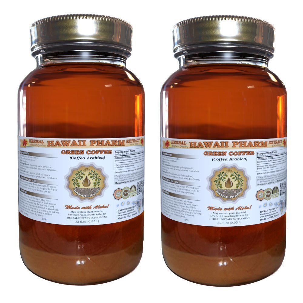 Extracto líquido de café verde, café verde (Coffea Arabica) Bean Powder Tintura Suplemento 2x32 oz sin relleno