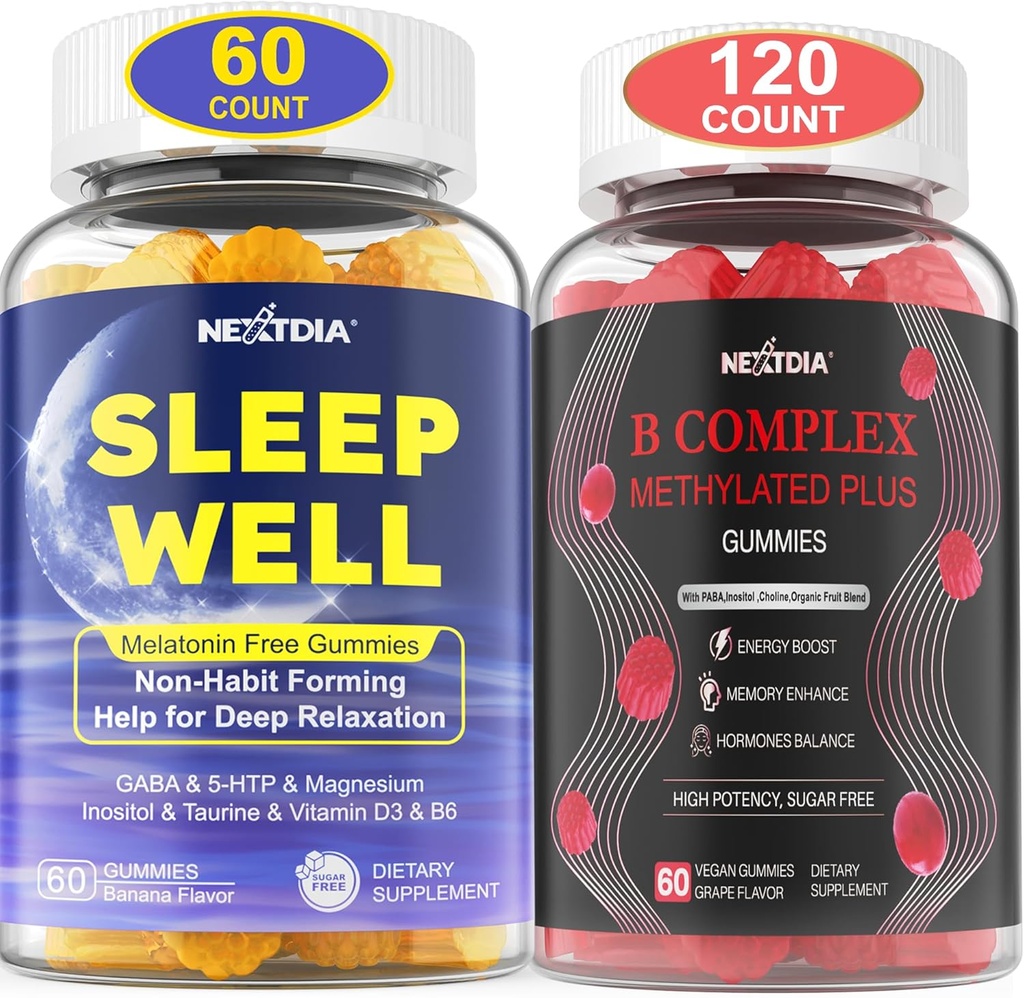 Melatonina Free Natural Sleep Gummies for Adults + Vitamina B Complejo Gummies for Women