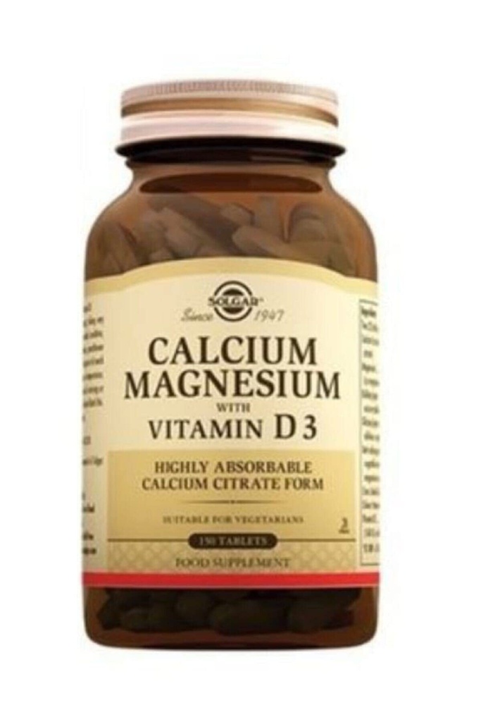 Magnesio de Calcio Solgar con Vitamina D3-150 Tabletas, Pack de 2 - Promueve Huesos saludables, soporta la función Nerve & Muscle - No GMO, Gluten Gratis, Kosher - 60 Total Servings
