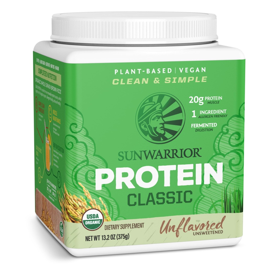 Brown Rice Protein Powder con Bcaa &amp; Aminoácidos Raw Rice Protein Shake Gluten Free Low Carb Dairy Free ← Plant Based Classic Protein Powder Natural 375g by Sunwarrior
