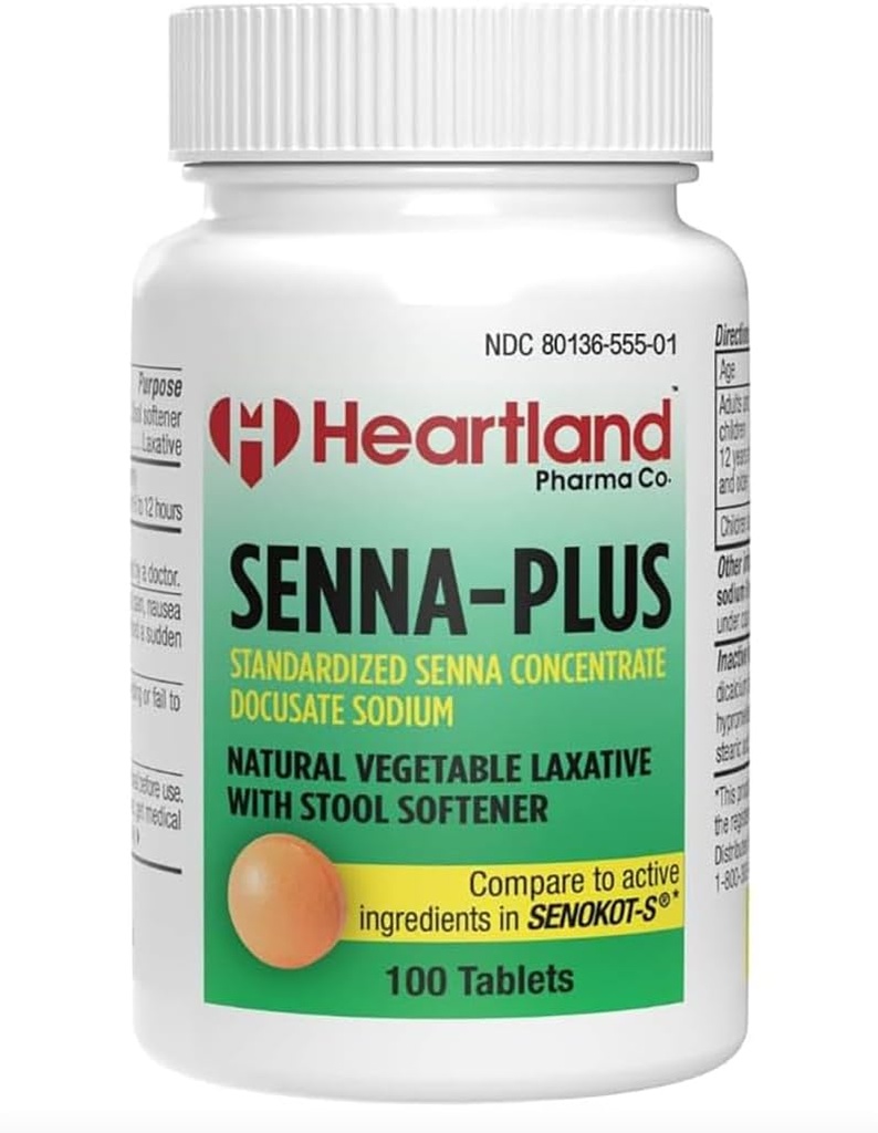 Senna-Plus Natural Vegetable Sennoside Laxative ← Docusate Sodium Stool Softener Tablets Estreñimiento Alivio TEN 100 Tablets TEN2 Pack
