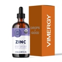 VIMERGY USDA Organic Zinc Supplements for Women &amp; Men (7.5mg Liquid Zinc Por Serving) Fast-Absorbing Immune Support, Promotes Healthy Bones & Skin, Vegan, Up to 57 Servings (115 mL)