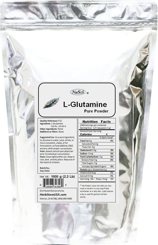 L-Glutamina Pure Powder 1000g (2.2 lb) FCC Grado