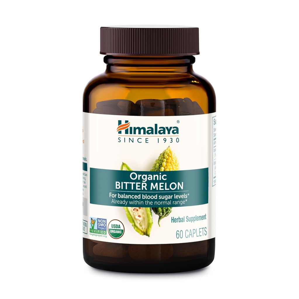 Himalaya Organic Bitter Melon - Herbal Glucose Metabolism Support - USDA Organic, Non-GMO, Vegan, Gluten Free, Additive Free, 660 mg, 60 cápsulas