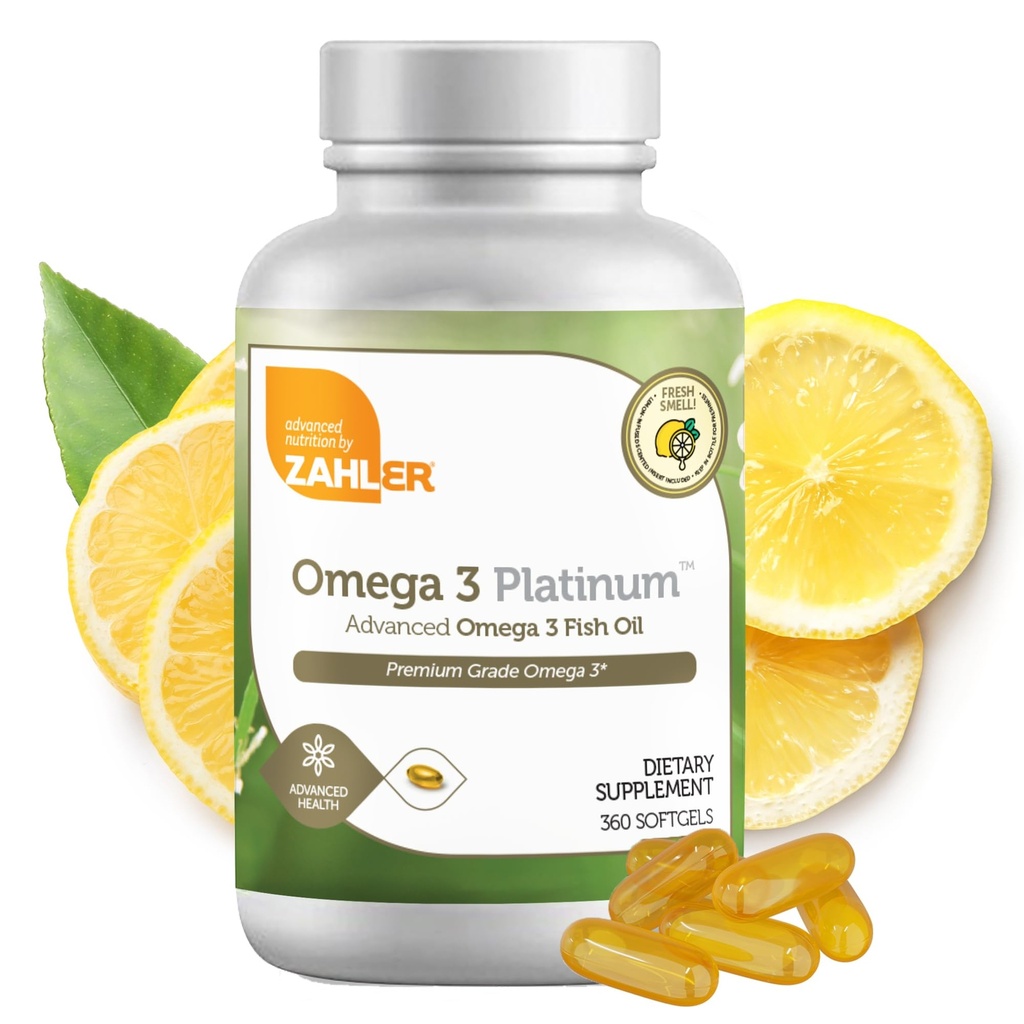 Zahler Omega 3 Fish Oil - Omega 3 Suplementos con ácidos grasos, 600 mg EPA y 400 mg DHA - Suplementos derivados del atún Kosher - Apoyos Brain & Heart Health (360 Softgels)