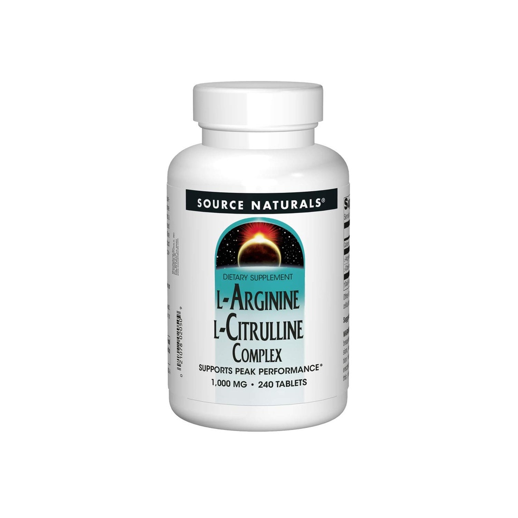 Fuente Naturales L-Arginina Complejo L-Citrulline, Suplemento Aminoácidos Esenciales, Apoyo Rendimiento de pico* 1.000 mg - 240 Tabletas