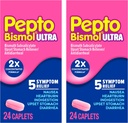 Pepto Bismol Caplets Ultra para Nausea, Heartburn, Indigestion, Upset Stomach y Diarrhea - 5 Symptom Fast Relief, 48 Total (2 Packs of 24)