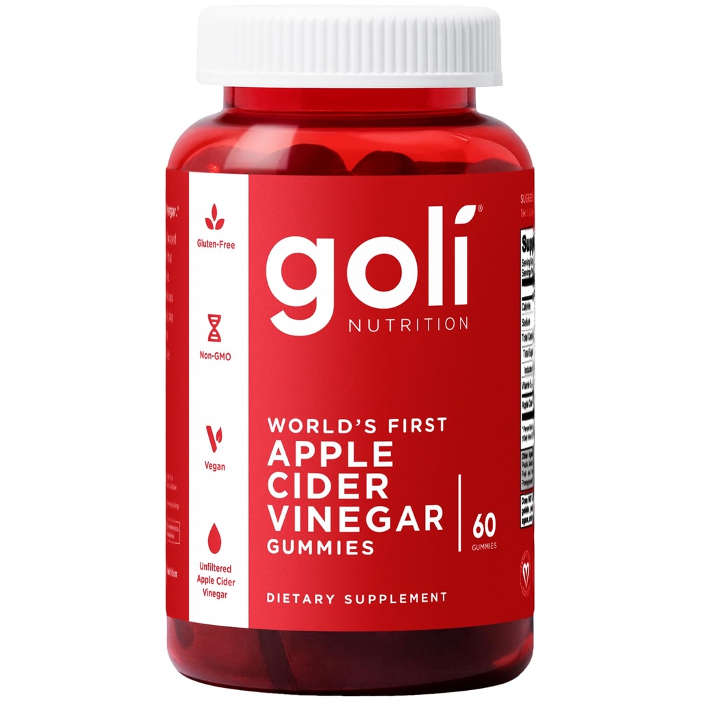 Goli Apple vinagre vinagre vitaminas - 60 cuenta - Vitamina B12, sin gelatina, libre de gluten, vegano y no GMO