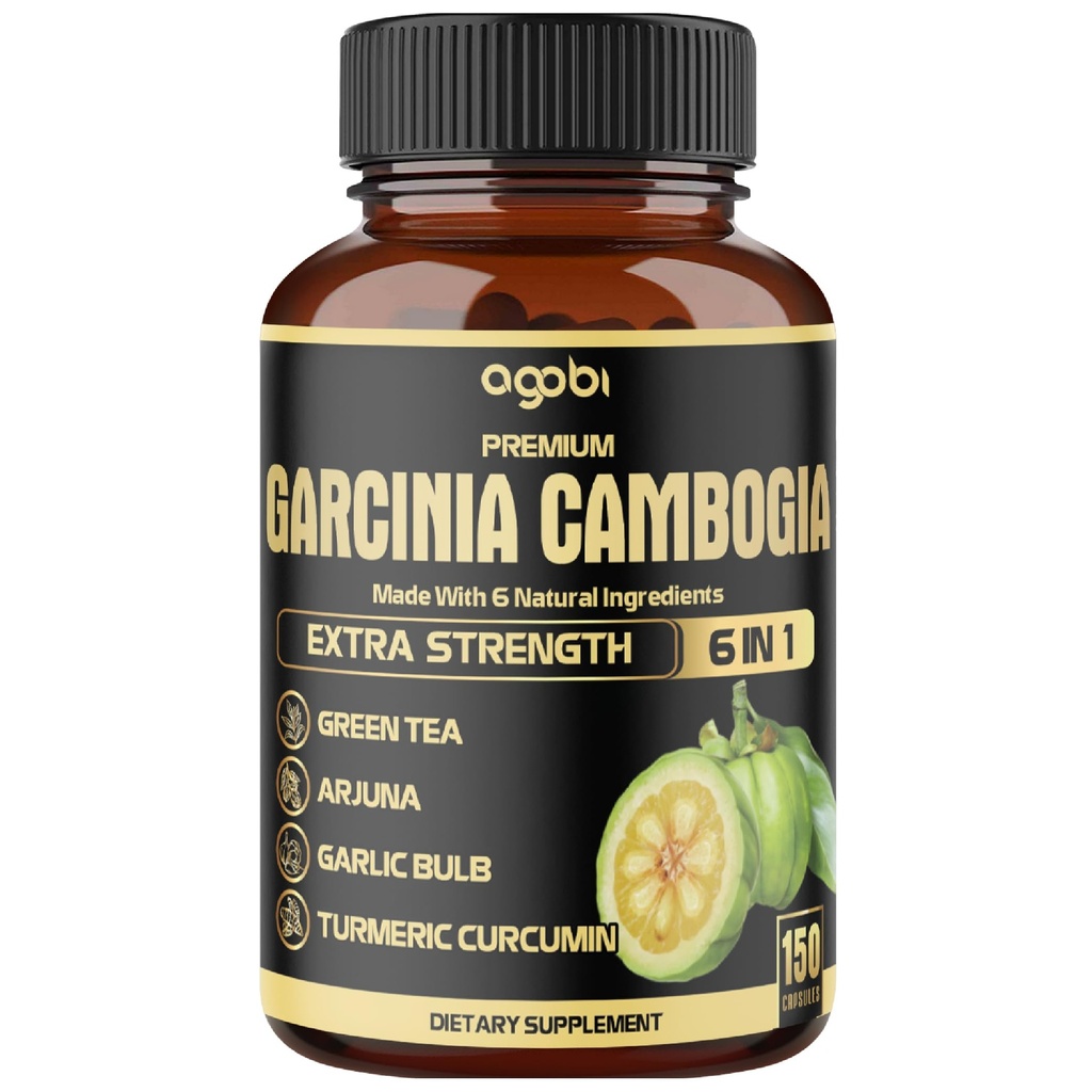 Garcinia Premium Cambogia Capsules con Té Verde, Arjuna, Ajo, Turmérica, Pimienta Negra - Body Health &amp; Immune Support Suplemento - 1 Pack 150 Caps para 5 meses
