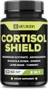 8in1 Escudo de Cortisol - Ashwagandha y Magnesio, Rhodiola Rosea, Lions Mane, Gingsen y 3 Más - Relajación & Restablecimiento de la Noche Soporte & Mood Balance - 60 Cuenta