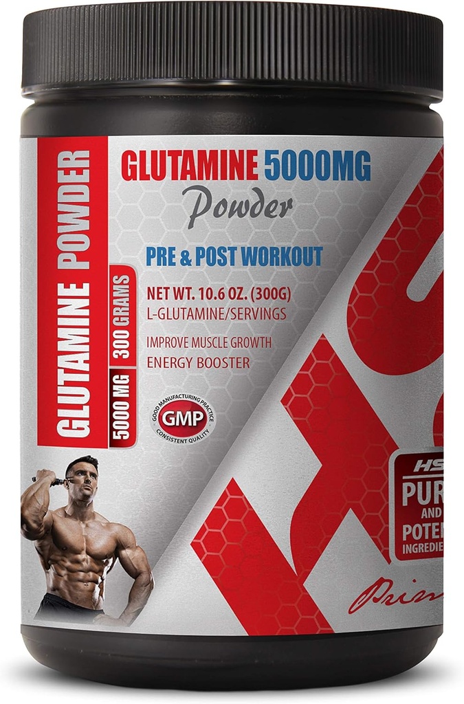 Post Workout Powder para Hombres - PRE &amp; Post Workout - GLUTAMINE Powder 5000MG - l-glutamina Amino Acid - 1 Can 300 Grams