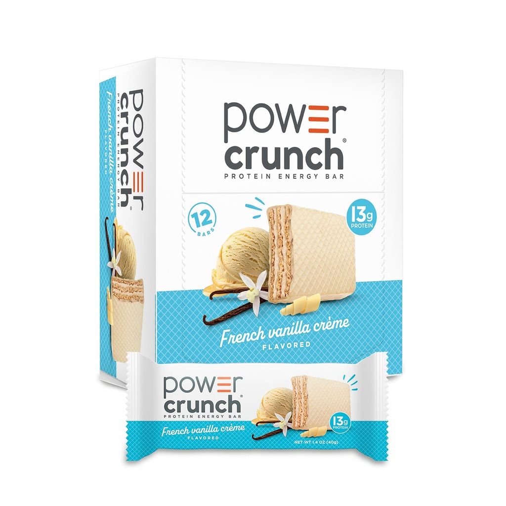 Power Crunch Protein Wafer Bares, High Protein Snacks with Delicious Taste, French Vanilla Creme, 1.4 Ounce (12 Count)