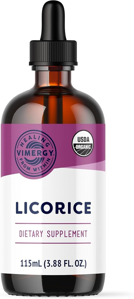 Licorice Vimergy – Promueve Función Digestiva* – Beneficios Salud Respiratoria* – USDA Certificada Orgánica, Vegana, Libre de gluten – 115 mL (57 Servimientos)