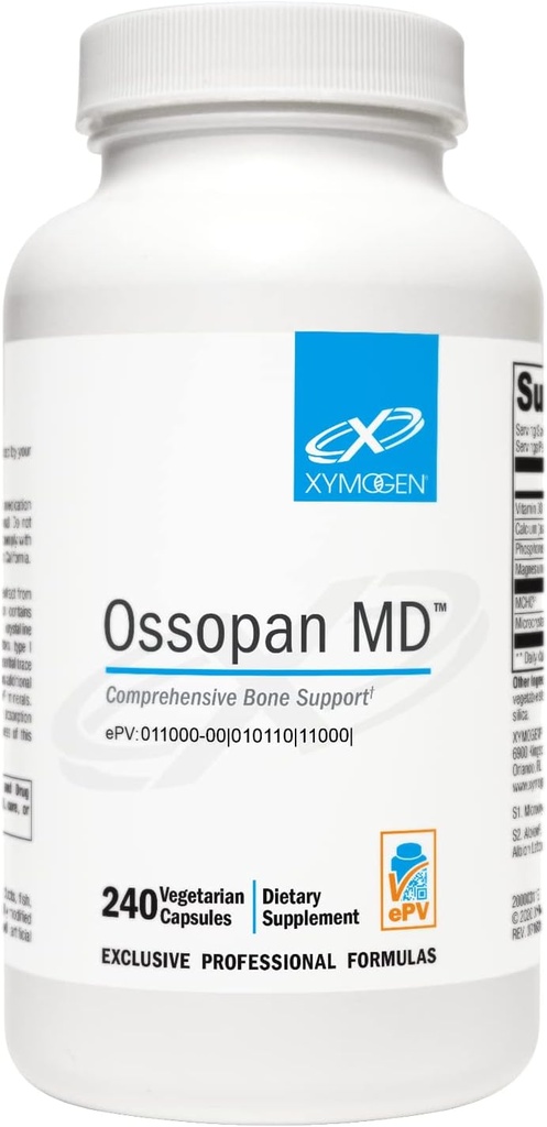 XYMOGEN Ossopan MD - Soportes Bone Strength + Bone Health - Suplemento de calcio con Hidroxiapatita Microcrystallina, Fósforo, Vitamina D3 y Maltrato de Magnesio (240 cápsulas)