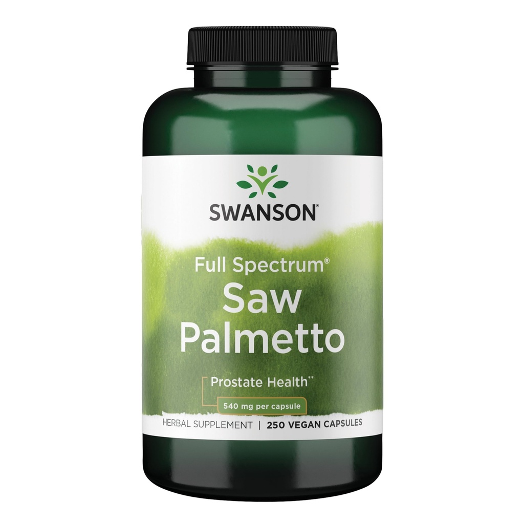Swanson Saw Palmetto - Suplemento Herbal Promoción de la Salud Masculina Apoyo - Suplemento Natural del Pelo &amp; Apoyo a la Salud Urinaria (540 mg 250 cápsulas)